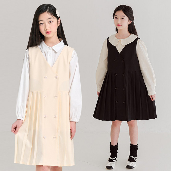 (130-155cm) 초등학생 원피스 연주 콩클 여아 주니어 플리츠 정장 하객룩 원피스 미니로이 제리