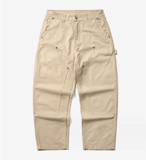 雙膝伐木工裝褲 復古水洗做舊經典版型工裝褲 通勤工作褲