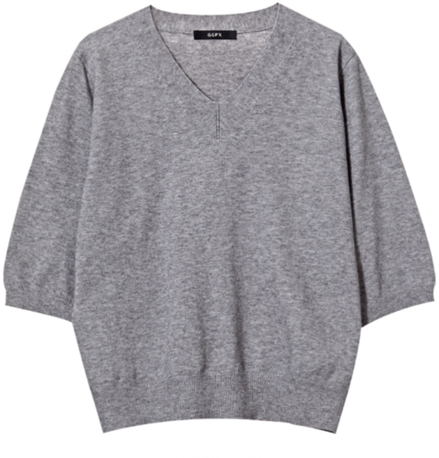 GGPX 데일리 소프트 브이넥 하프 니트 GPCKT005D 여성 반팔 데일리 캐주얼 봄 여름 가을 여자 상의 7부반팔 반팔티 여성7부반팔티 여성하프니트 지지피엑스 반팔티