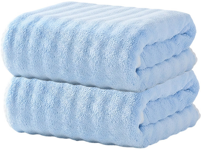 Craftsy 가정용 극세사 호텔 대형 수건 바스타올 비치타올 고흡수력 샤워타올 목욕타월 수건, 2개, 라이트블루