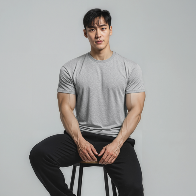 어깨 넓어보이는 머슬핏 반팔 무지 티셔츠 스포츠양말 장목 증정 더블엑스핏