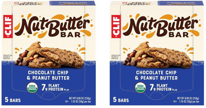 CLIF 클리프 견과 버터 바 초콜릿 칩 피넛 버터 에너지 바 5개입, 2개, 249g