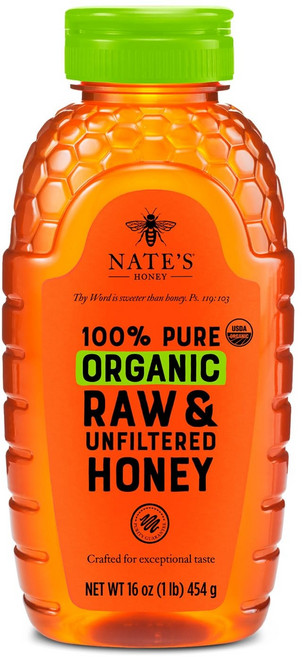 네이처 네이트스 100% 순수 오가닉 생 & 여과되지 않은 Nate's Organic 100% Pure Raw & Unfiltered Honey - USDA Certified, 1.4kg, 1개