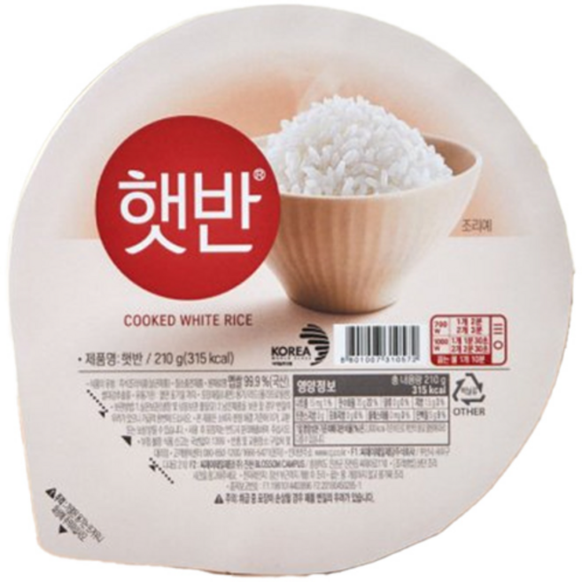 햇반 백미밥, 210g, 18개