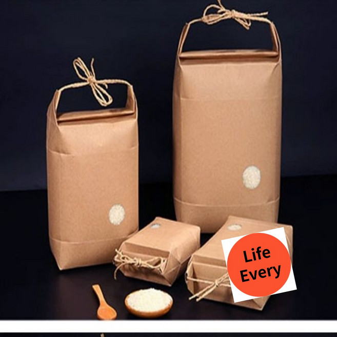 쌀포장 종이쇼핑백 쌀 종이 면끈 잡곡 크라프트 음식, 1개, 10kg 10개