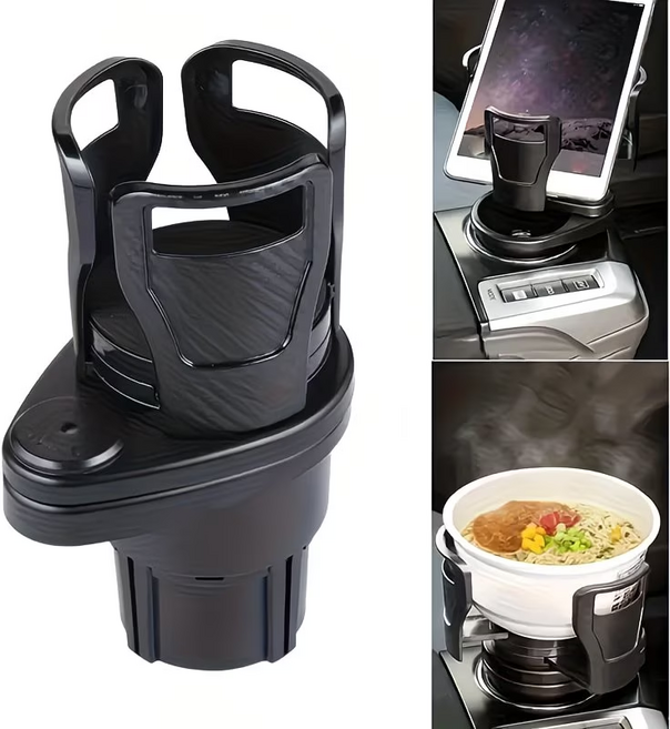 차량용 컵홀더 다기능 회전 가능 차량 컵홀더 확장 2in1 자동차 컵홀더 거치대, 검은색, 1개