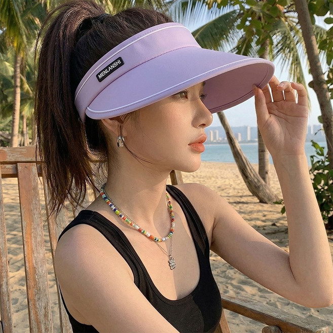 태양을 피햇 여성 와이드 썬캡 자외선차단 챙넓은 바이저 햇빛가리개 여름 산책 여행 모자