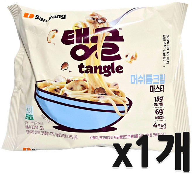 삼양 탱글 머쉬룸 크림 파스타 큰컵 105g inp24un, 1개
