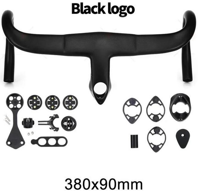 신형 카본 로드 바이크 핸들바 통합 에어로 컴퓨터 카메라 마운트 자전거용, 13. 380x90 black logo, 1개