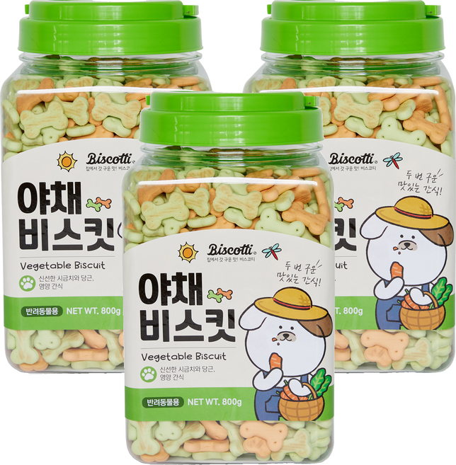 비스코티 반려동물 비스켓, 야채, 800g, 3개