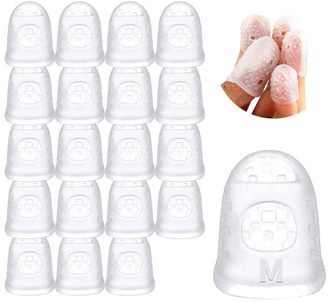 르디아망 손가락 골무 사무용 기타 실리콘 고무 검지 법원 작업 투명, 20개, 손가락 가는 체형용