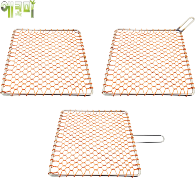 광양 구리석쇠 구리불판 사각 320mm 1kg, 가로 손잡이, 1개