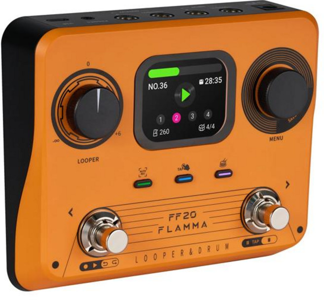 플라마 FF20 올인원 루퍼 & 드럼 머신 페달 그루브 스테레오 I/O 헤드폰 출력 자동 녹음 버스킹 필수품, 01 orange AU
