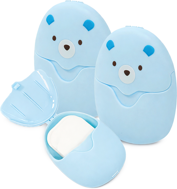 픽101 휴대용 종이비누 50매입 2개세트 여행용 비누 세안비누 블루, 2개