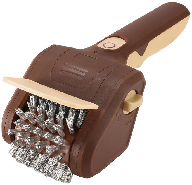 야외 그릴용 Lrly BBQ 그릴 브러시 700RPM 스테인리스 스틸 브러시가 장착된 무선 전기 클리너 충전식 클리닝 브라운, Brown, 1개