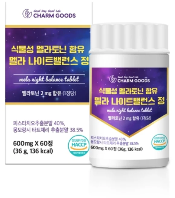 Charm Goods 멜라 나이트밸런스 정, 60정, 3개 - 쿠팡
