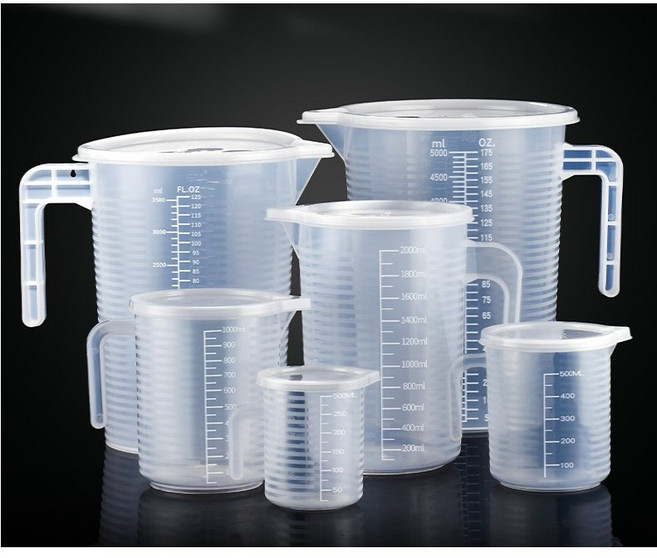 뚜껑 있는 플라스틱 비이커 (뚜껑포함) 250ml 500m 1L 2L 3.5L 5L