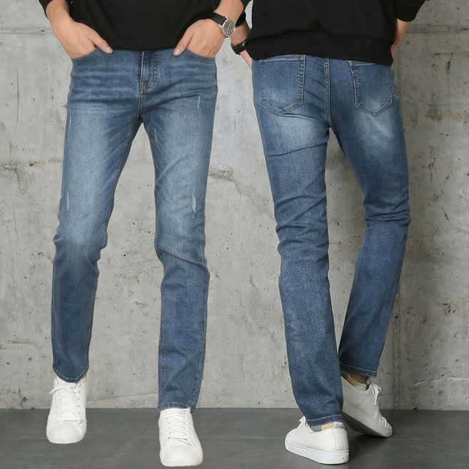 남자청바지 사계절 빅사이즈 S~5XL 슬림스판 워싱데님