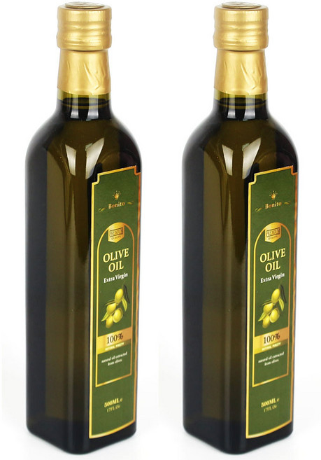 직수입 냉압착EV 올리브오일 지중해산 IOC인증 엑스트라버진, 2개, 500ml