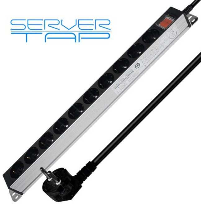 (현대일렉트릭) 서버탭 알루미늄 멀티탭 (10구) (10구/16A/2.5M), 2.5m, 1개