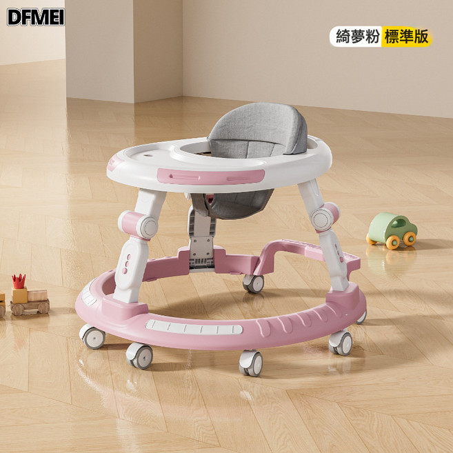 DFMEI 嬰兒學步車滑步車6到18個月防o型腿寶寶兒童三合一週歲音樂啓蒙, 1個, 粉色標準款:參考詳情