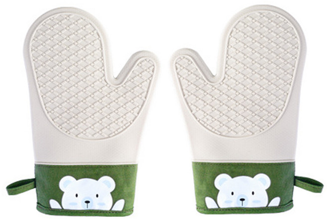 아임쿡 실리콘 주방 오븐장갑, 올리브그린, 1세트