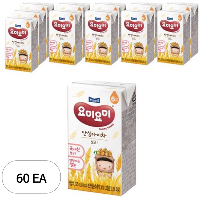 매일유업 요미요미 안심아이차 아기보리차 보리 125ml, 60개
