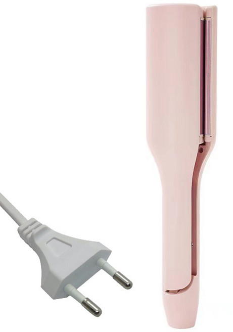 물결고데기 32mm 프렌치 에그 롤링 컬링 아이언 물결무늬 큰 웨이브 4단계 온도조절, Pink