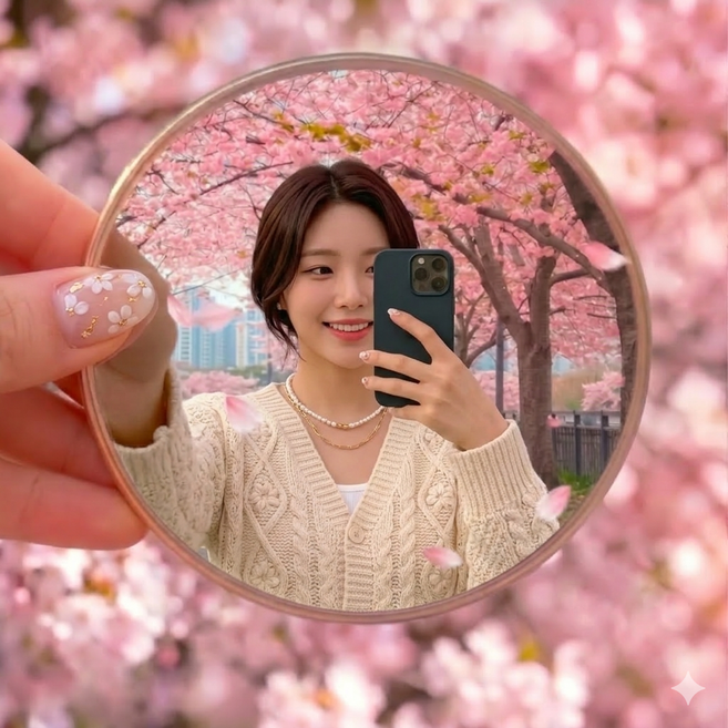 해별홈 여행 필수품 셀카 손거울 여행용 미니 볼록거울, 1개, 핑크