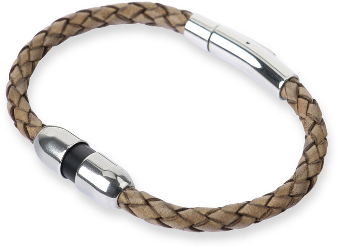 아나파 미세전류 천연소가죽 건강팔찌 (앤틱베이지 19cm), 1개