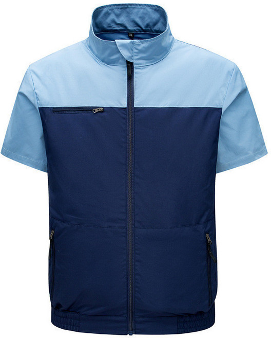 24V冷氣降溫衣 12小時續航 電風扇外套 工作服/背心, 天藍4風扇款-【單件衣服】,4XL-5XL【93-115kg】