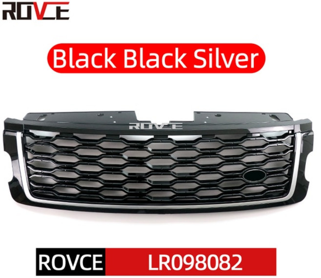 ABS 자동차 앞 범퍼 그릴 랜드로버 레인지로버 보그 L405 호환가능 업그레이드 2013 2022 메쉬 그릴 새로운 스타일 액세서리, 없음, 4)18-22 black silver