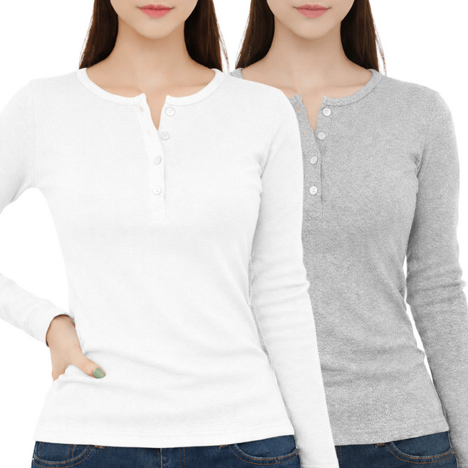 로로스키니 여성 티셔츠 1+1 슬림핏 긴팔 데일리 여자 기본 티