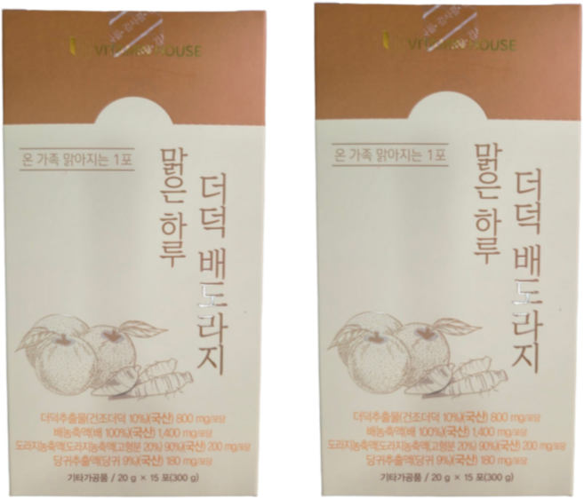 [건강약팜] 기관지 목관리 맑은하루 더덕 배 도라지 달달 환절기 목 관리 사포닌 약국 건강식품 코너 정품 90포, 300g, 2개