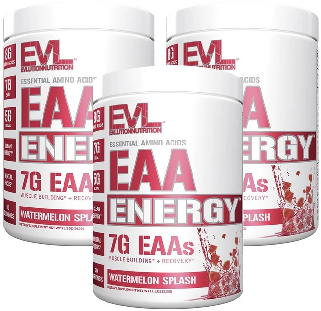 EVLUTIONNUTRITION EAA 에너지 필수아미노산 워터멜론 스플래쉬 맛, 3개, 315g - 쿠팡