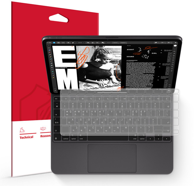 아이패드프로 8세대 13인치 M5 매직키보드 슬림 TPU 키스킨 덮개 커버+팜레스트 필름, 한국어 매직키보드용