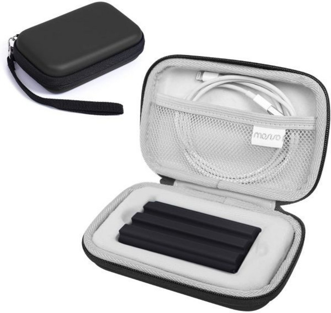 삼성 T7 2022 쉴드 휴대용 SSD 1TB 2TB 3.2 외장 솔리드 스테이트 드라이브 및 액세서리 핸드 스트랩이 있는 EVA 수납 케이스 가방 블랙, Black