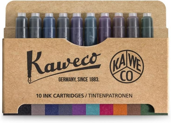 카웨코 만년필 10팩 잉크 카트리지 짧은 표준 포함 만년필용 10개의 세트 다양한 색상의