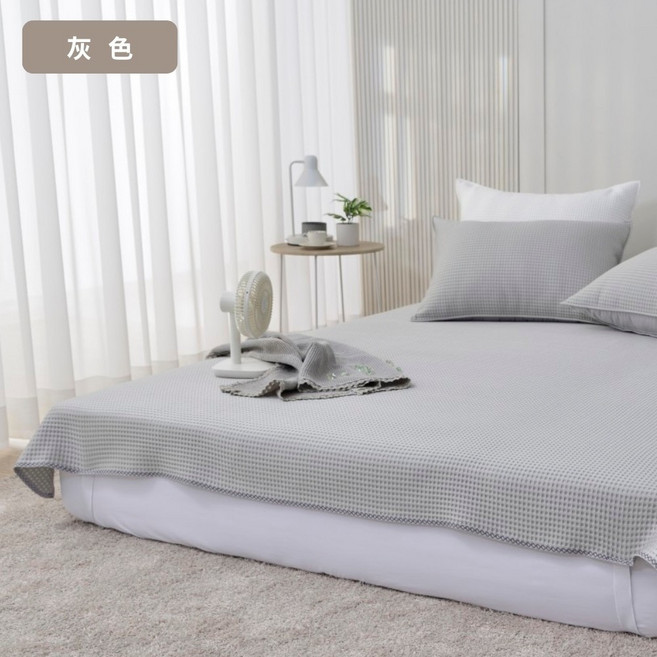 寢谷家居 韓國機能涼感床墊 QMAX 0.375，透氣親膚，OEKO-TEX認證，單人加大/雙人/特大尺寸, 涼感床墊 灰色, 涼感纖維