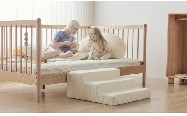 잘라코 쇼파 아기침대 안전쿠션 계단 분리 수면 세탁가능 디딤대 논슬립 아이보리, 아이보리줄누빔(스펀지포함)