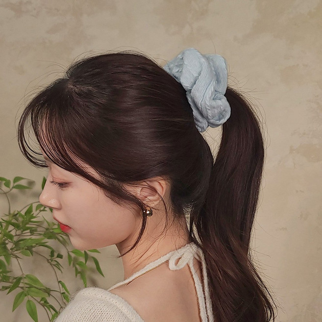 초콜리트쥬얼리 포숑 7컬러 꽈베기 니트 앙고라 겨울 데일리 왕곱창 머리고무줄 헤어끈