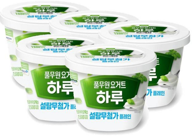 풀무원 하루요거트 설탕무첨가 빅팟 플레인, 5개
