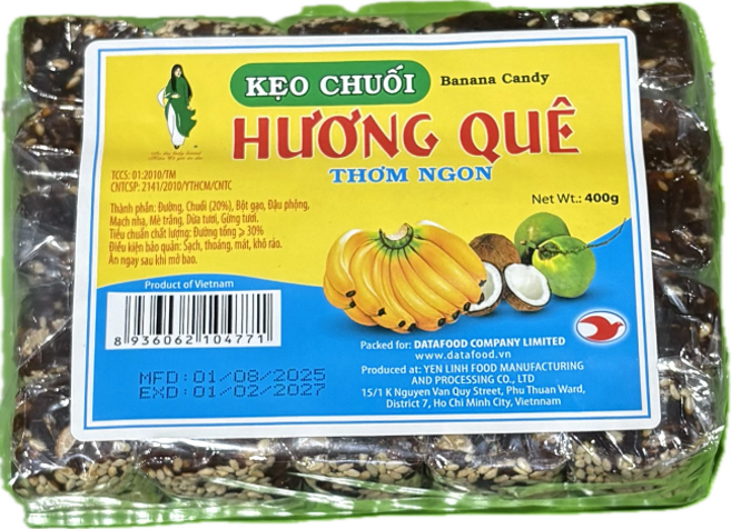 베트남 바나나 캔디 께오쭈오이 KEO CHUOI 땅콩엿 WORLDFOOD, 400g, 1개