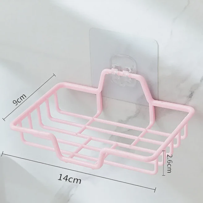 무료 펀칭 벽걸이 스티커 비누 스폰지 거치대 정리함 욕실 접시 후크 액세서리 이중 배수, 02 Type3 Pink