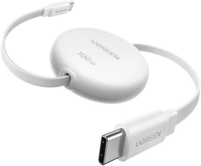 UGREEN 유그린 PD3.0 100W C타입 고속 충전 릴케이블 자동감김 릴 케이블 맥북 아이패드 아이폰 삼성 샤오미 호환, 1개, White, 100cm