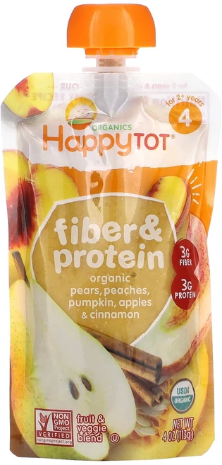 Happy Family Organics 해피 토트 섬유소 및 단백질 과일과 채소의 혼합 4단계 4oz(113g), HappyFamilyOrganics해피토트섬유소및단백질, 113g - 쿠팡