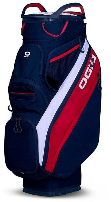 OGIO Silencer CART 골프 백 (블랙), 레드/화이트/블루