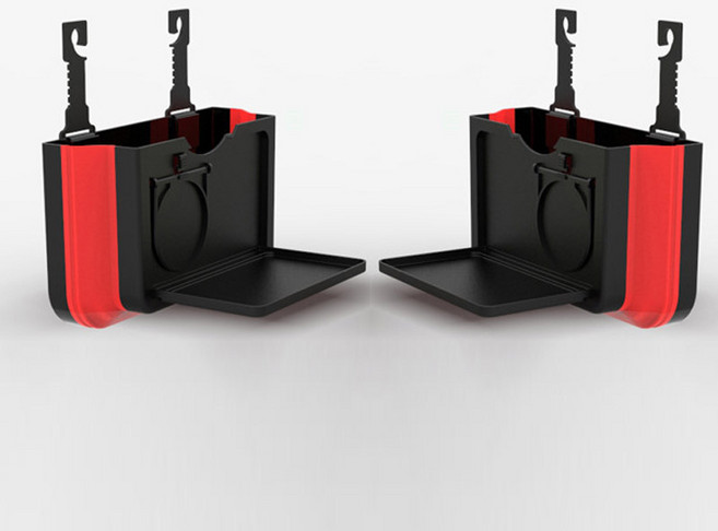 하나 더 차량용 헤드레스트 뒷좌석 멀티 수납함 폴딩 선반 컵홀더 거치대, 블랙+블랙, 1개