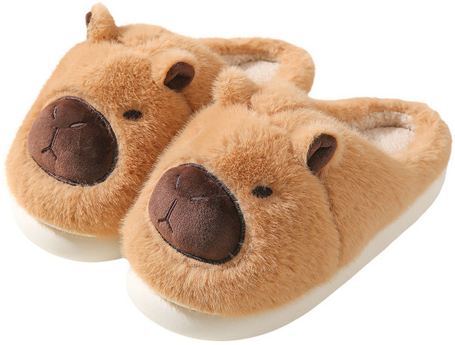 곰돌이샵 털빵빵 귀여운 카피바라 방한 슬리퍼 캐릭터 털 실내화 따뜻한 커플 겨울 슬리퍼