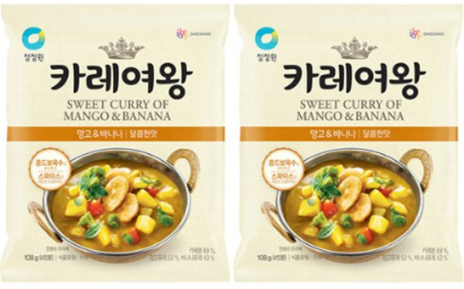 청정원 카레여왕 망고 앤 바나나 달콤한맛, 108g, 28개